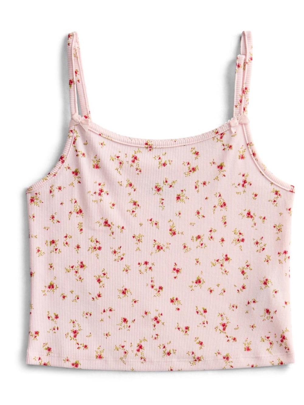 Floral Ribbed Pink Cami Tank Top